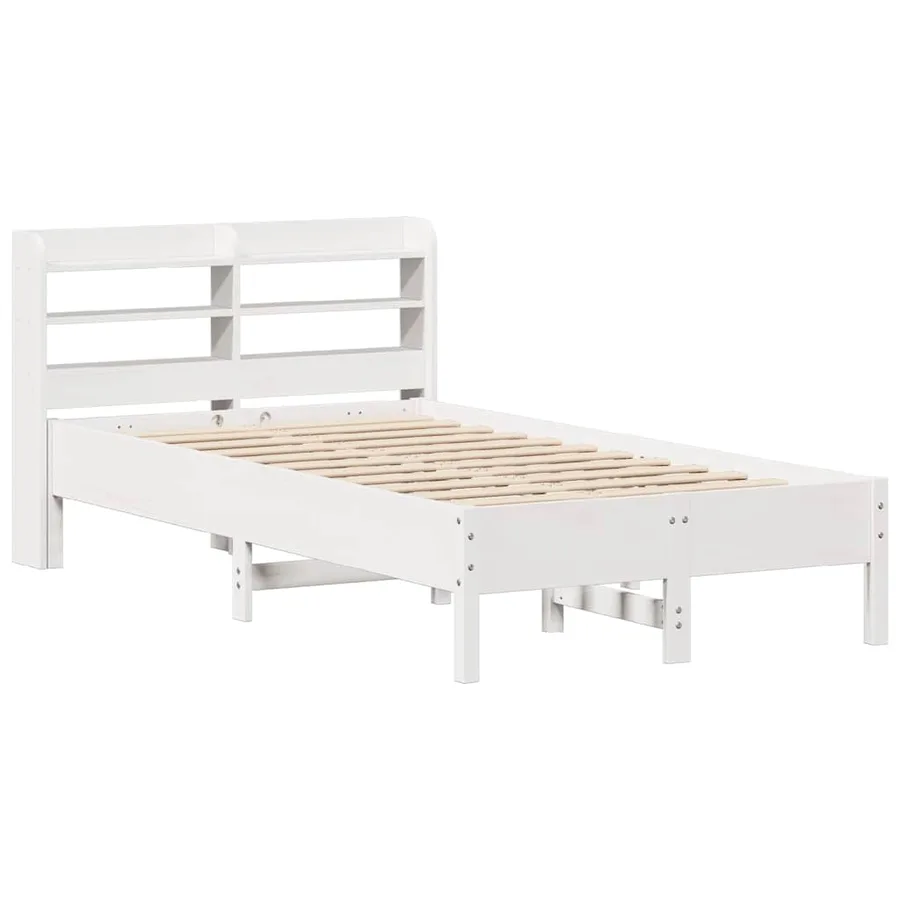 Cadre de lit sans matelas blanc 100x200 cm bois de pin massif - 3