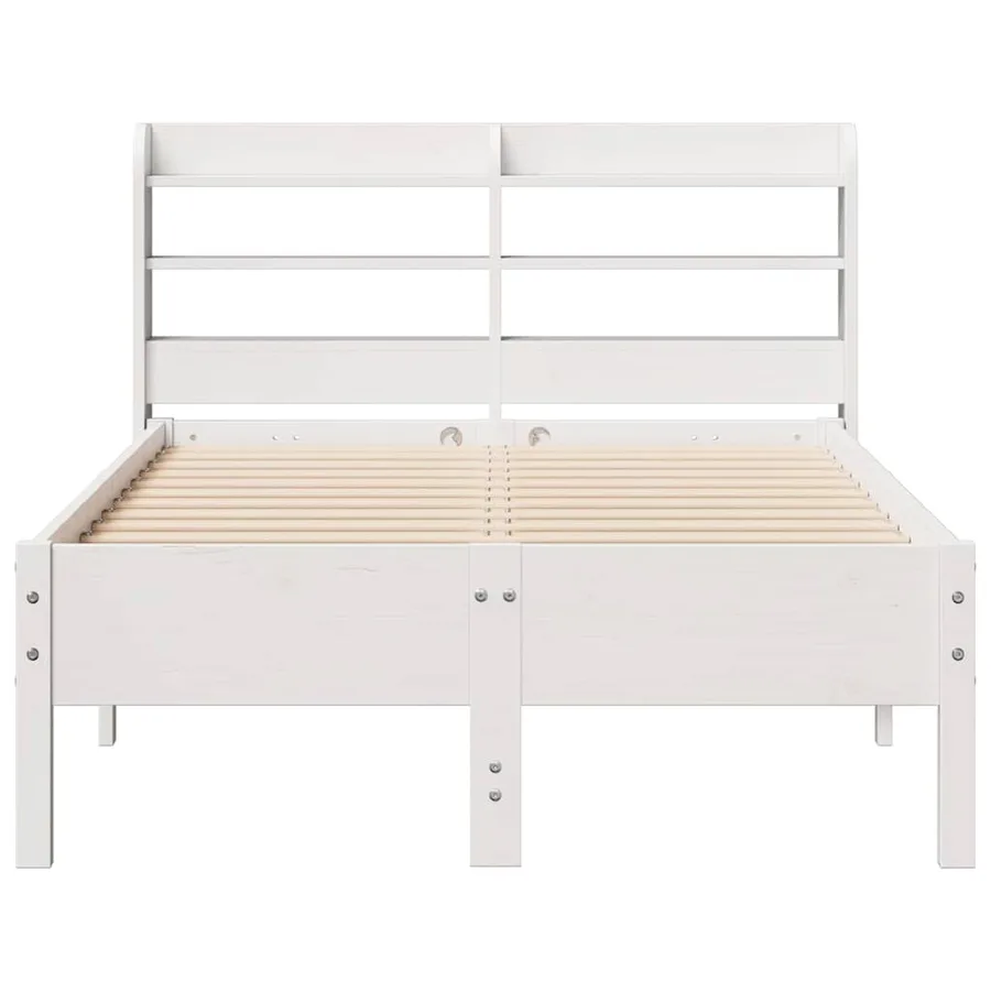 Cadre de lit sans matelas blanc 100x200 cm bois de pin massif - 4