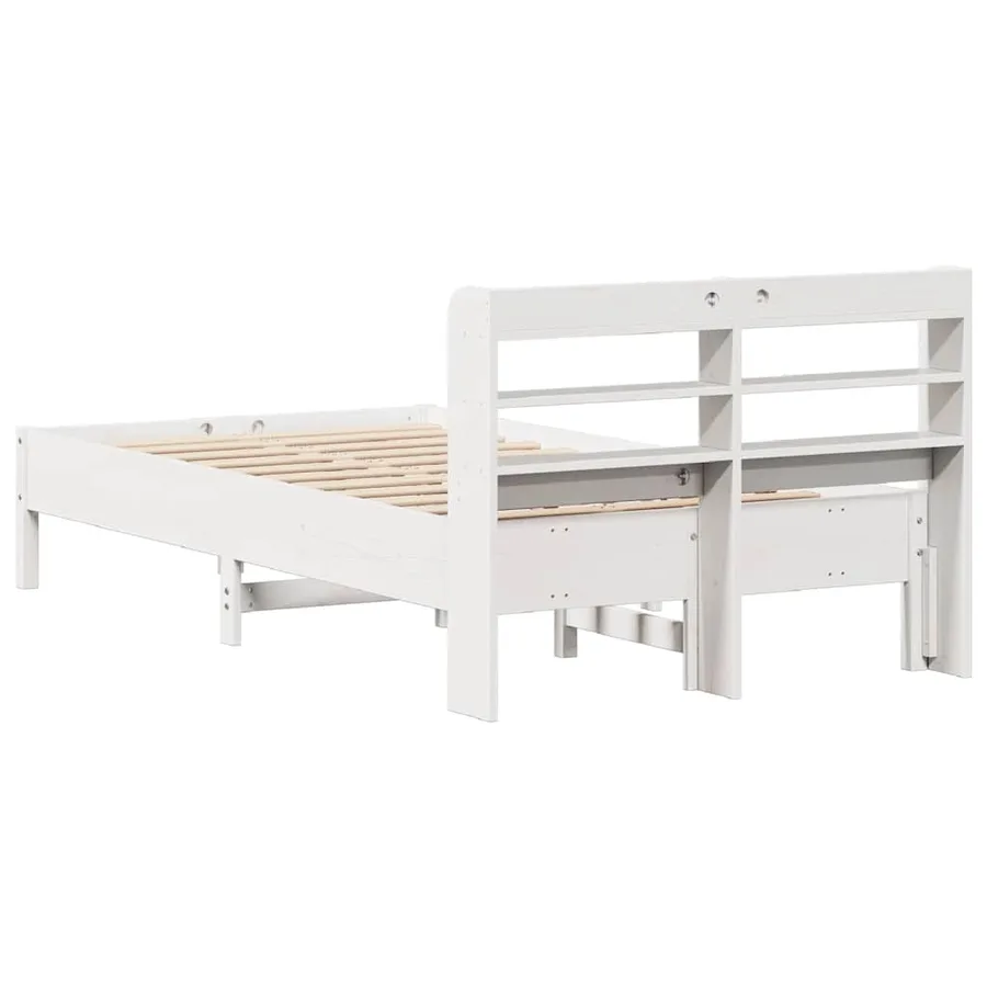 Cadre de lit sans matelas blanc 100x200 cm bois de pin massif - 6