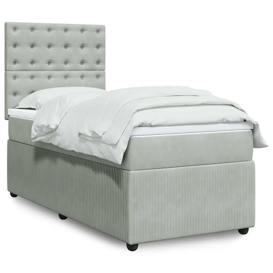 Sommier à lattes de lit et matelas Gris clair 100x200cm Velours