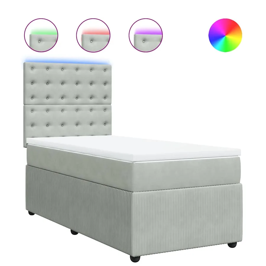 Sommier à lattes de lit et matelas Gris clair 100x200cm Velours - 2