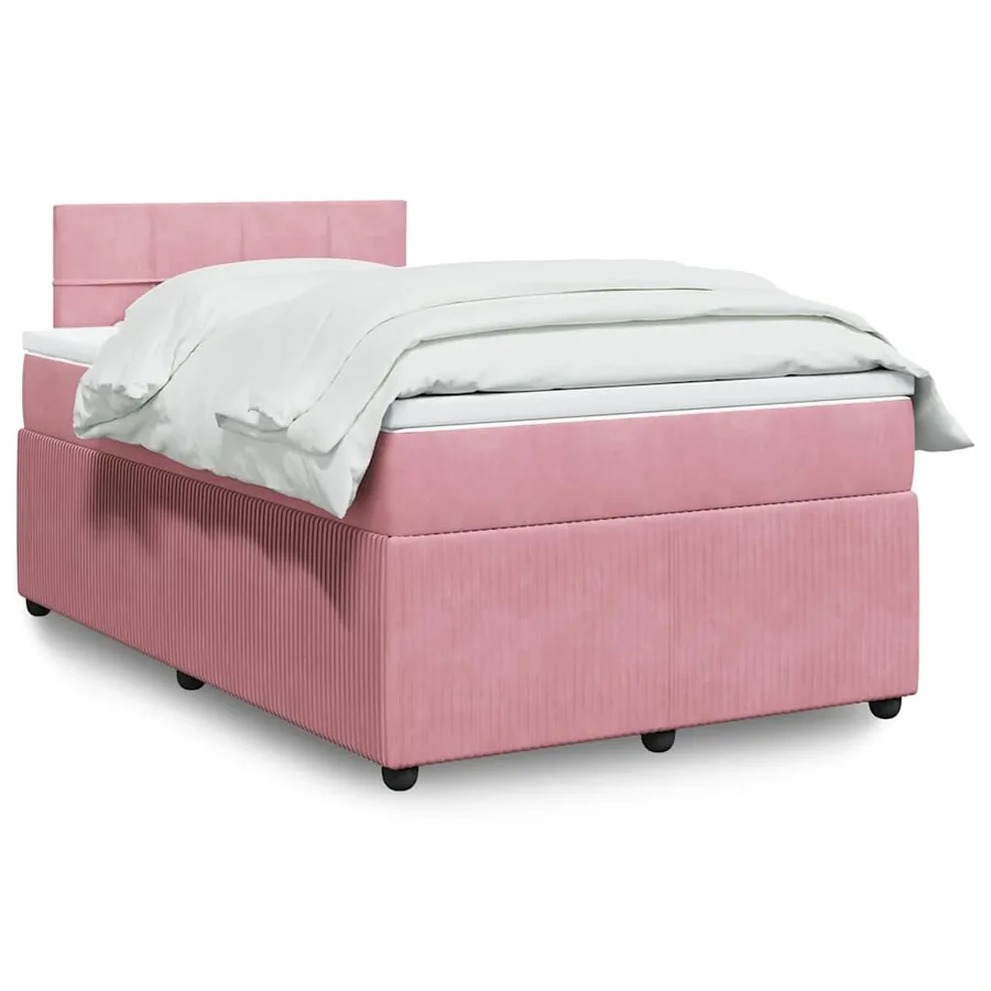 Sommier à lattes de lit avec matelas rose 120x190 cm velours