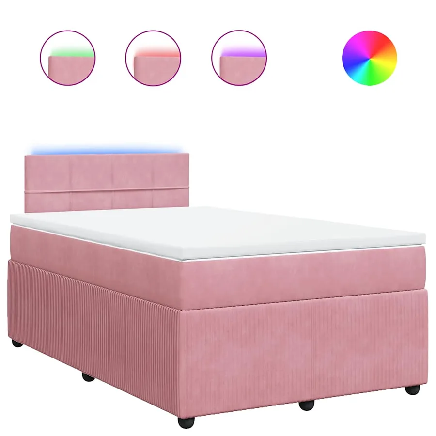Sommier à lattes de lit avec matelas rose 120x190 cm velours - 2