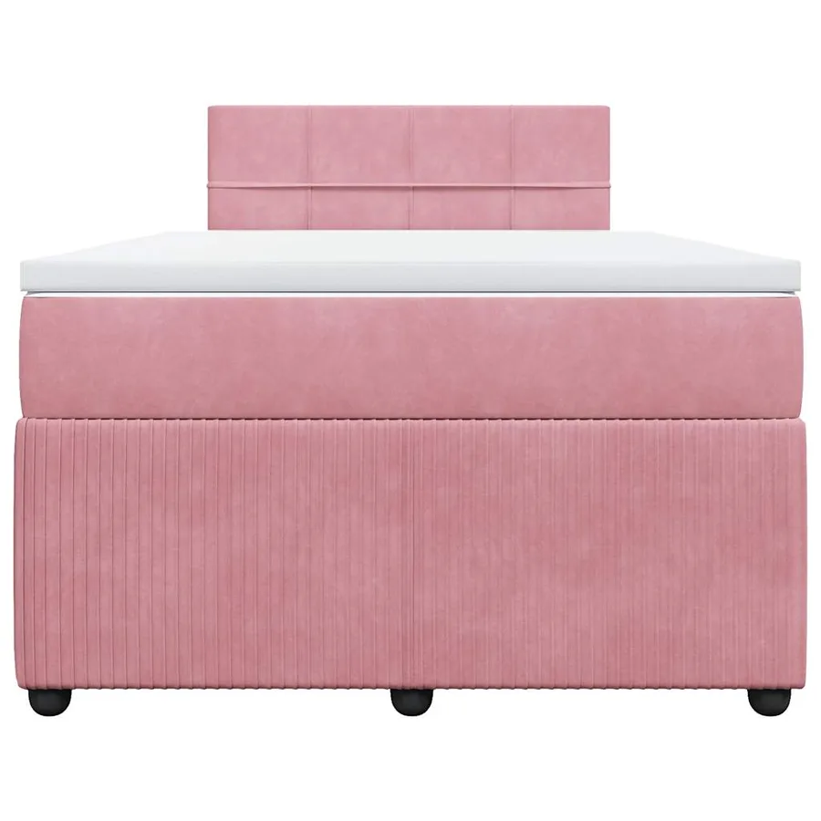 Sommier à lattes de lit avec matelas rose 120x190 cm velours - 6