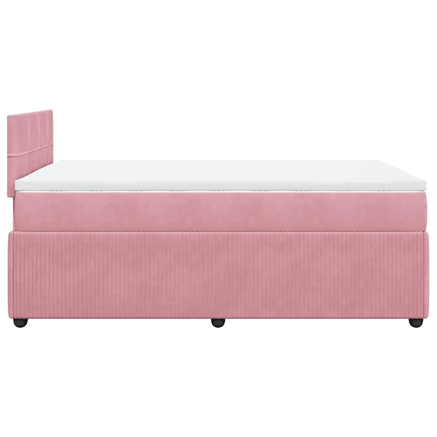 Sommier à lattes de lit avec matelas rose 120x190 cm velours - 7