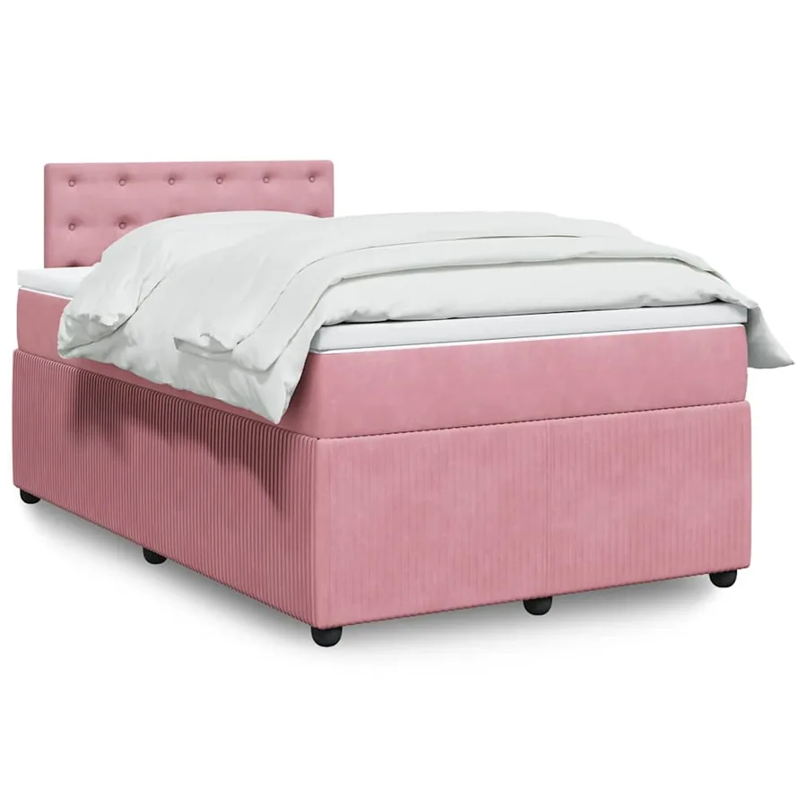 Sommier à lattes de lit avec matelas rose 120x190 cm velours