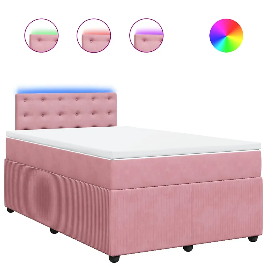 Sommier à lattes de lit avec matelas rose 120x190 cm velours - 2