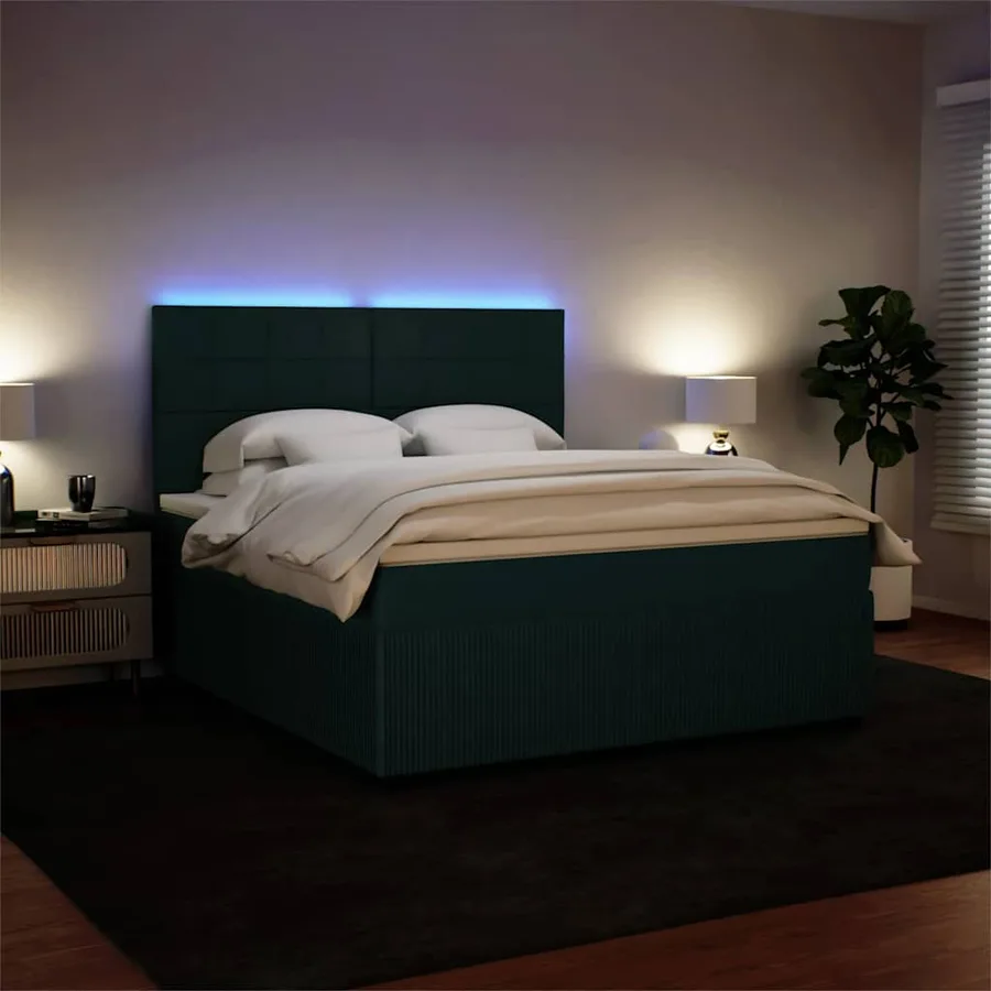 Sommier à lattes de lit et matelas Vert foncé 180x200cm Velours - 4