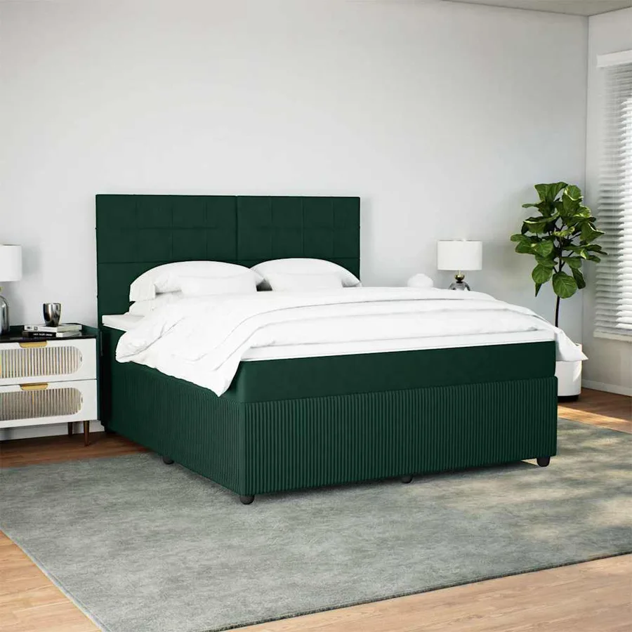 Sommier à lattes de lit et matelas Vert foncé 180x200cm Velours - 5