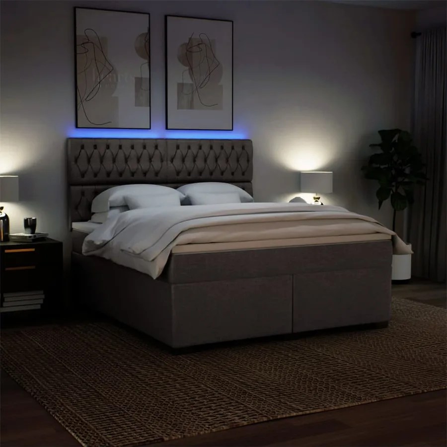 Sommier à lattes de lit avec matelas Taupe 180x200 cm Tissu - 5