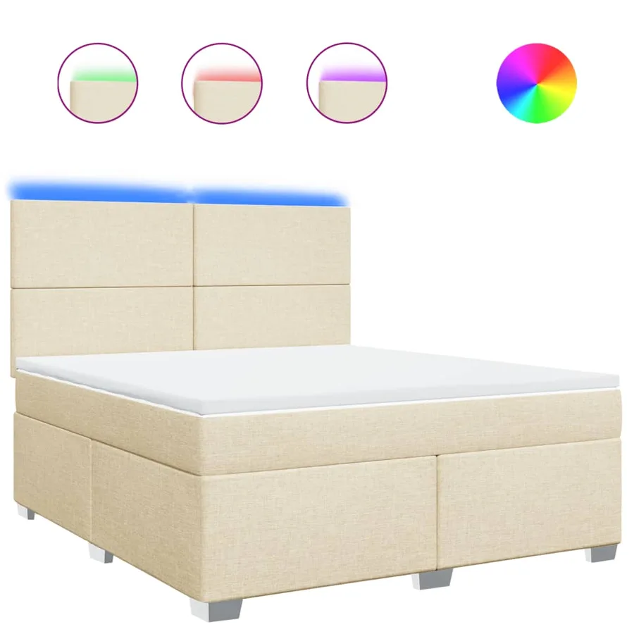 Sommier à lattes de lit avec matelas Crème 180x200 cm Tissu - 2