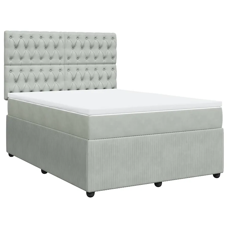 Sommier à lattes de lit et matelas Gris clair 140x200cm Velours - 3