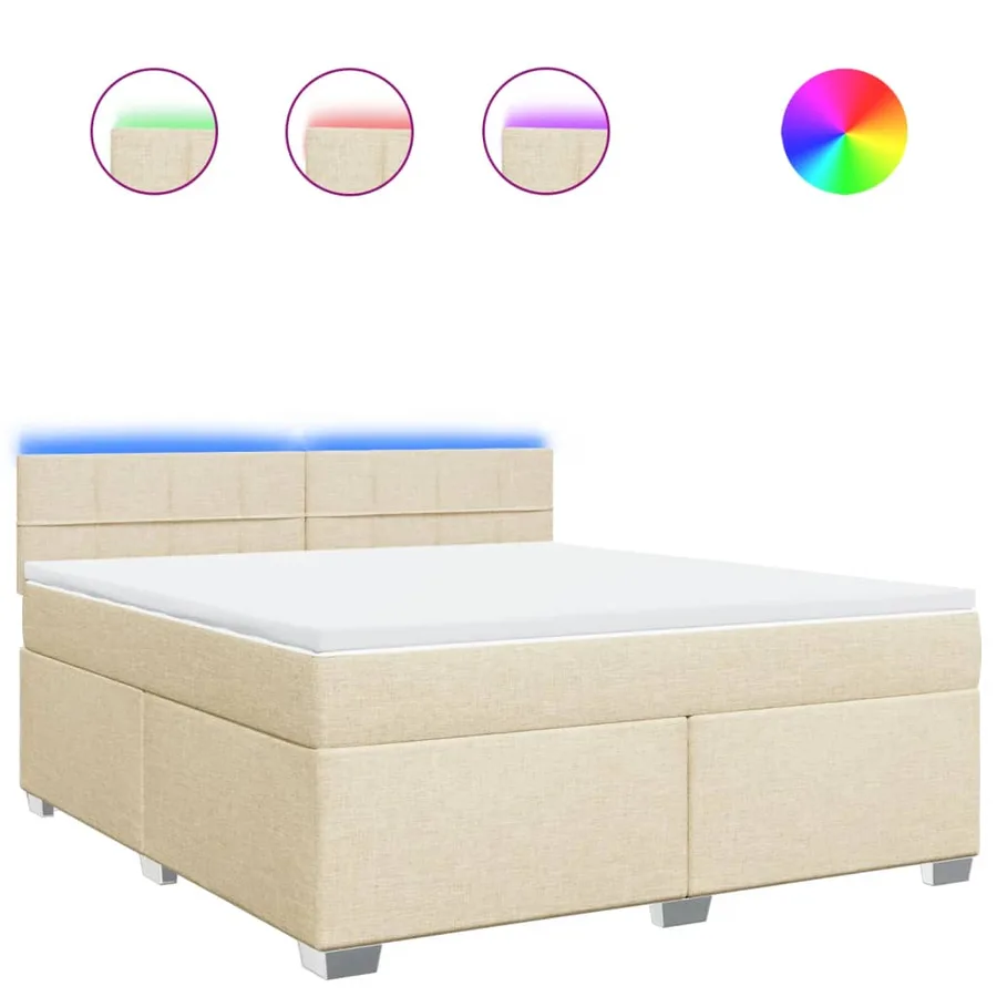 Sommier à lattes de lit avec matelas Crème 180x200 cm Tissu - 2