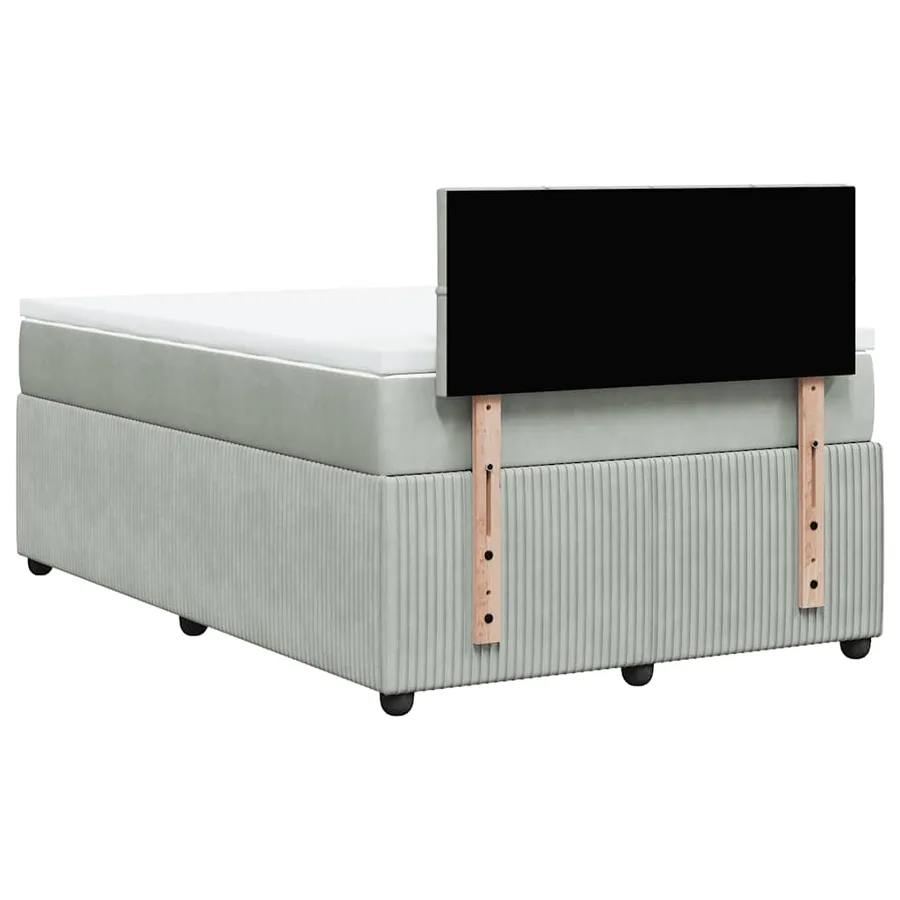 Sommier à lattes de lit et matelas gris clair 120x190cm velours - 10