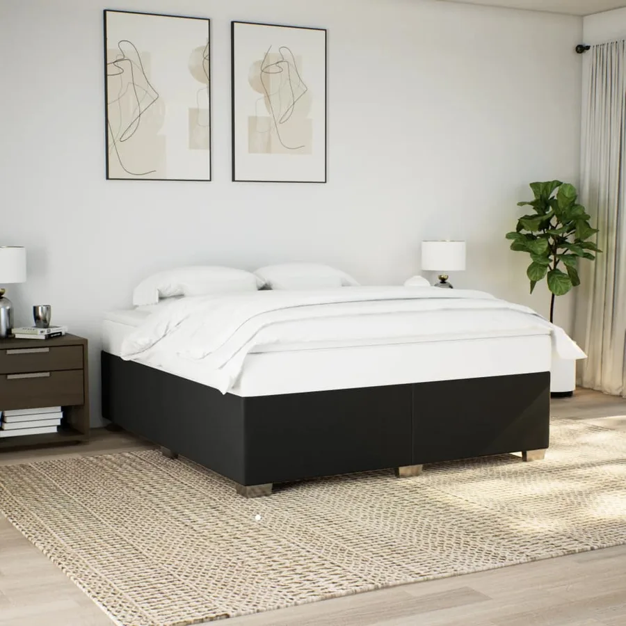 Sommier à lattes de lit avec matelas Noir 180x200 cm Tissu - 3
