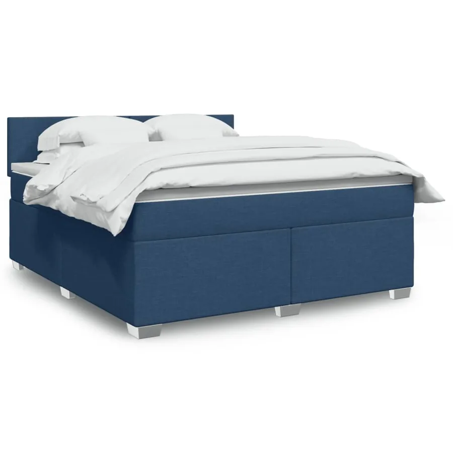 Sommier à lattes de lit avec matelas Bleu 180x200 cm Tissu