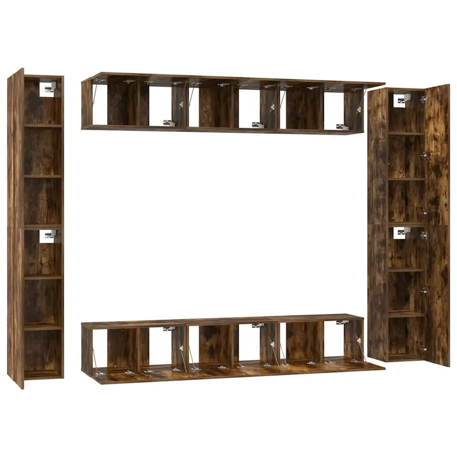 Ensemble de meubles TV 10 pcs Chêne fumé Bois d'ingénierie - 5