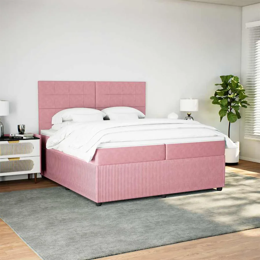 Sommier à lattes de lit avec matelas Rose 200x200 cm Velours - 5