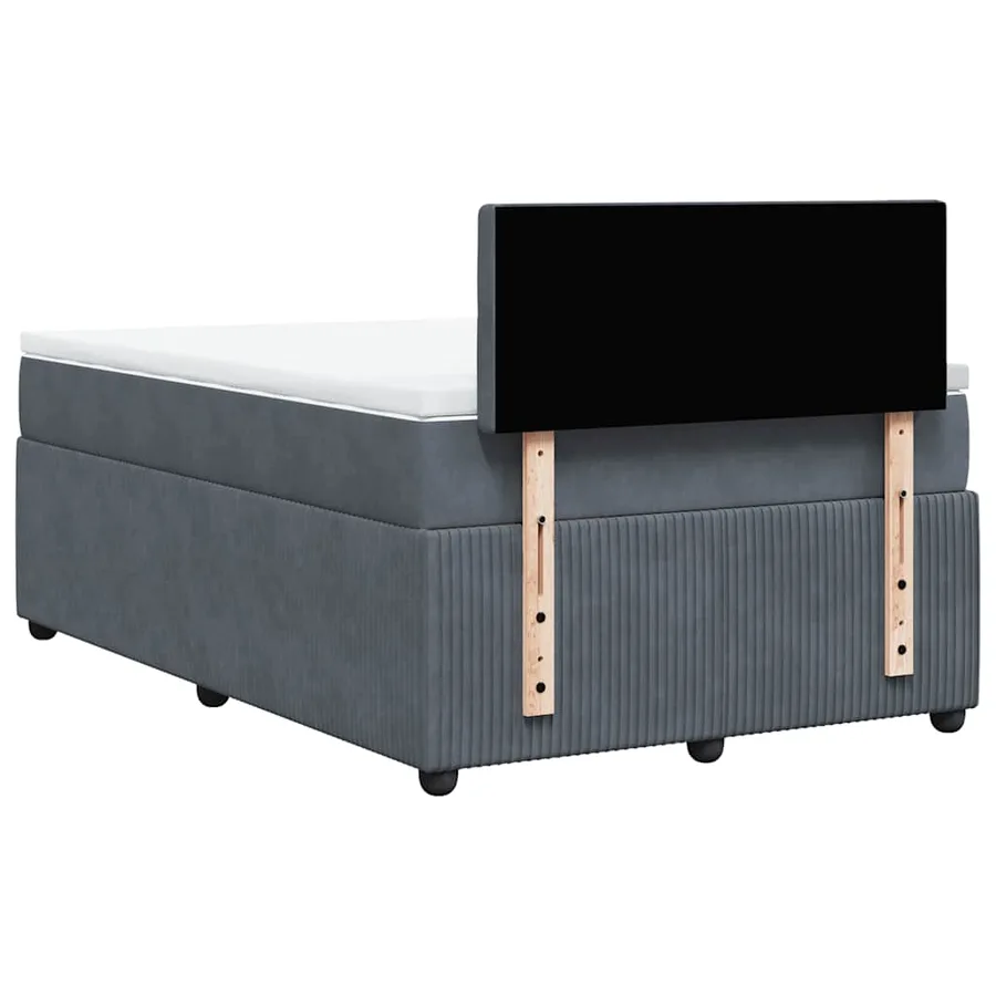 Sommier à lattes de lit et matelas gris foncé 120x190cm velours - 10