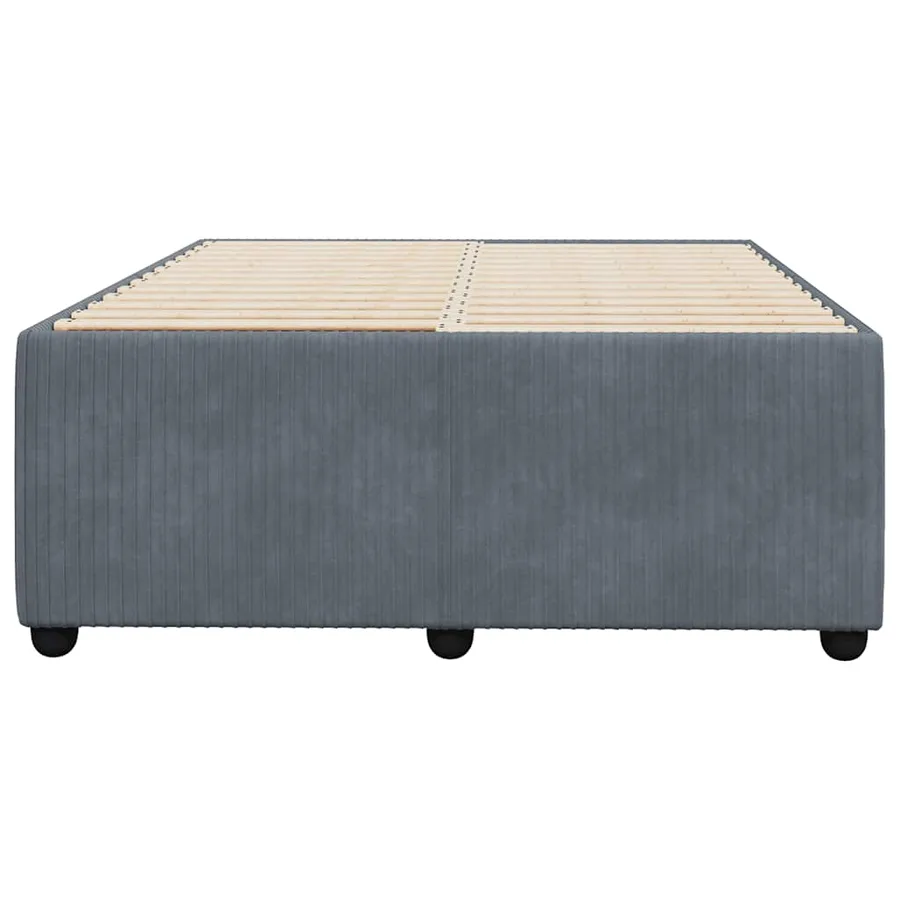 Cadre de lit sans matelas gris foncé 120x190 cm velours - 4