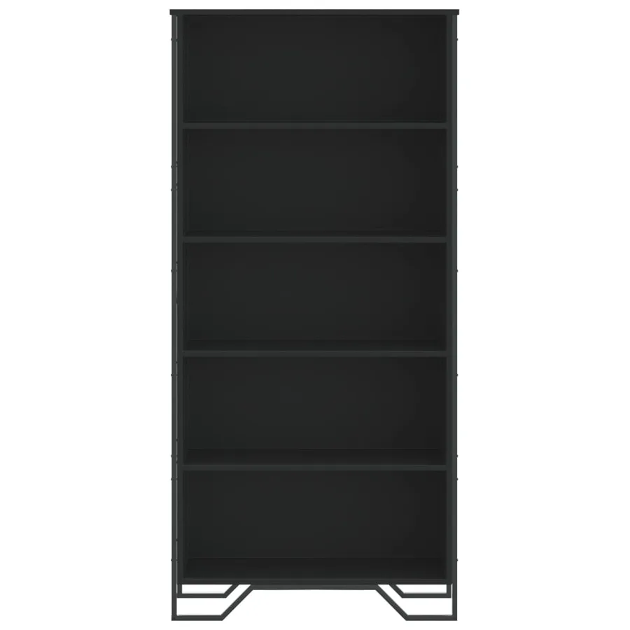 Bibliothèque noir 80x31x169 cm bois d’ingénierie - 4