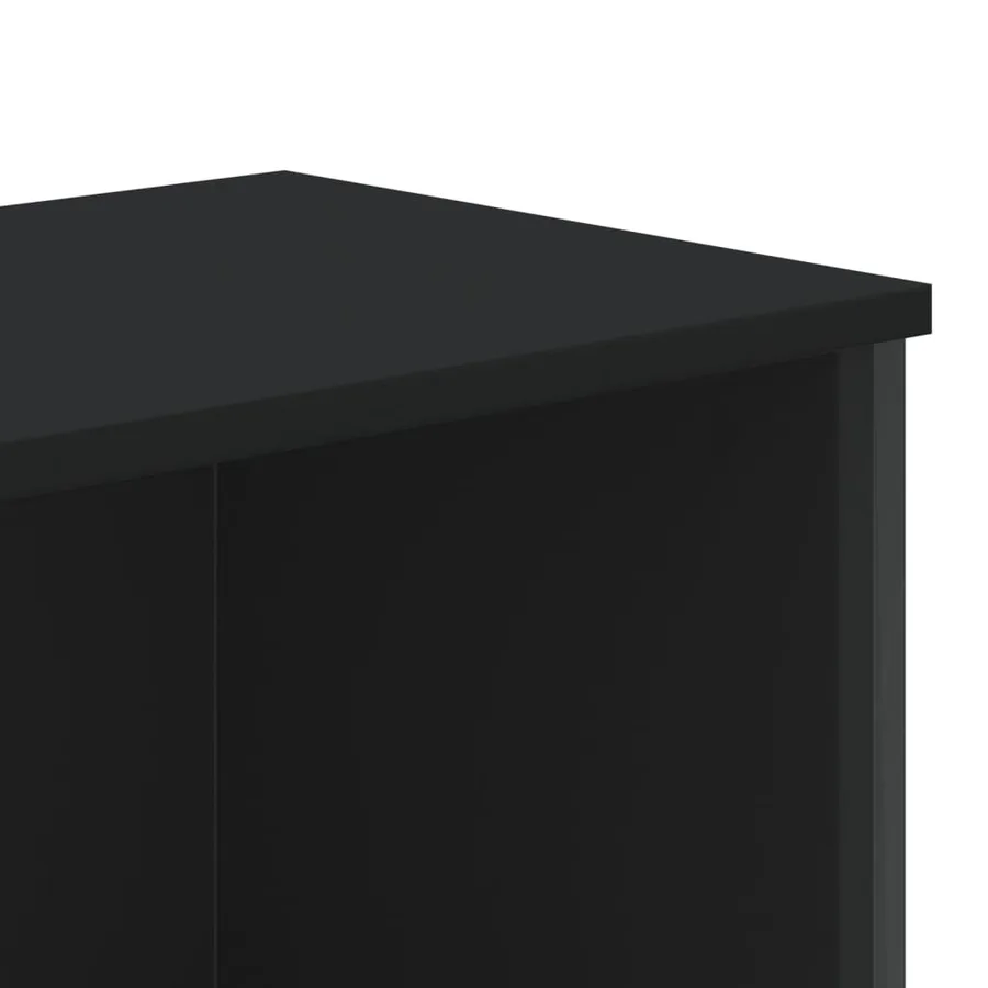 Bibliothèque noir 80x31x169 cm bois d’ingénierie - 7