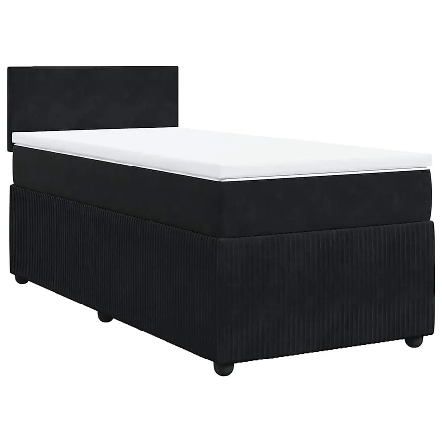 Sommier à lattes de lit avec matelas Noir 90x190 cm Velours - 2