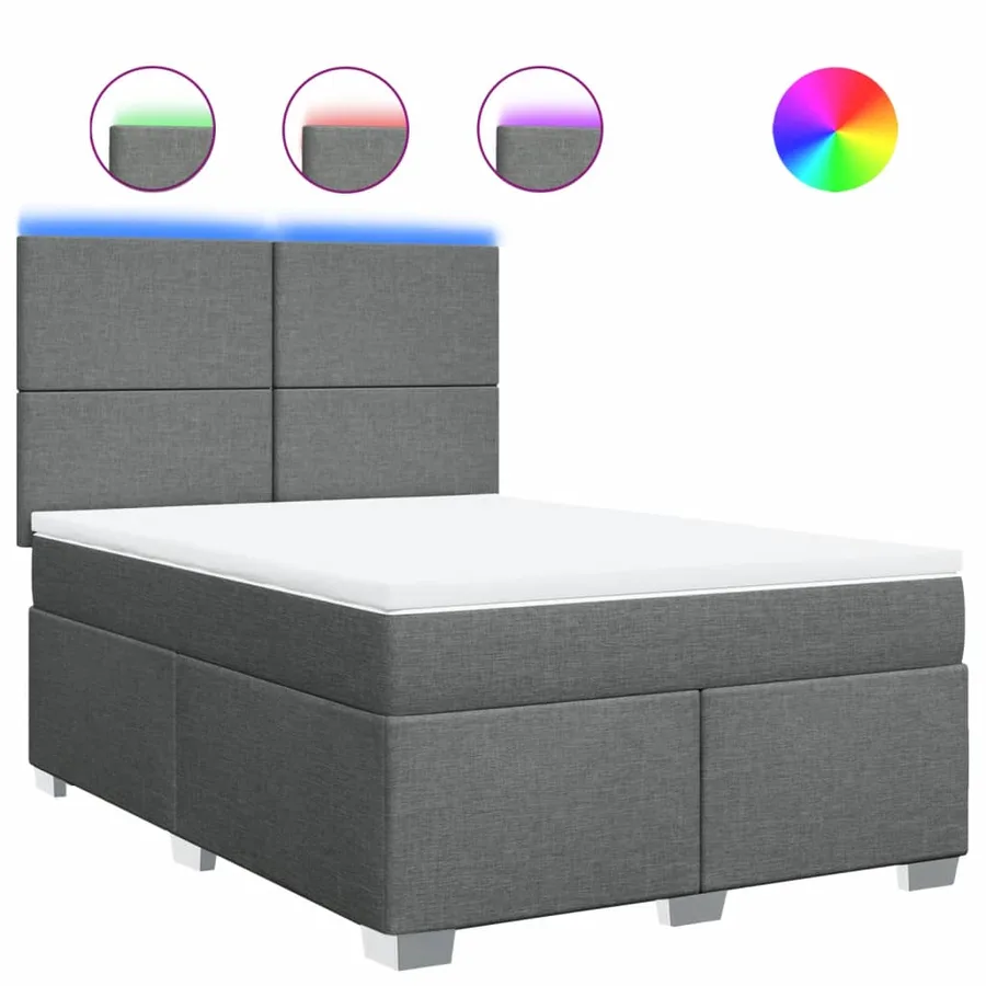 Sommier à lattes de lit avec matelas Gris foncé 160x200cm Tissu - 2