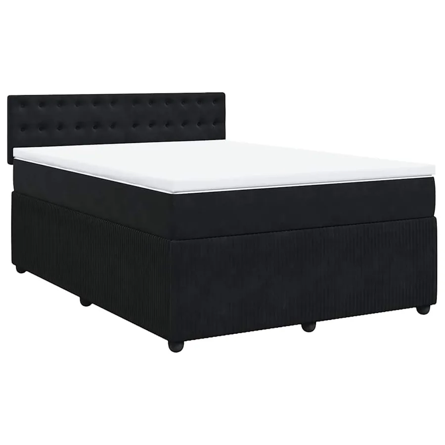 Sommier à lattes de lit avec matelas Noir 140x190 cm Velours - 2