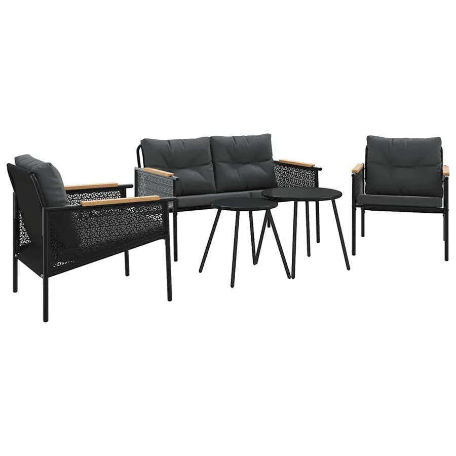 Ensemble de meubles de balcon avec coussins 5 pcs noir acier - 2