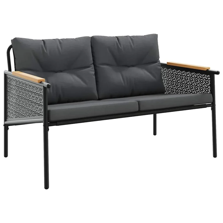 Ensemble de meubles de balcon avec coussins 5 pcs noir acier - 3