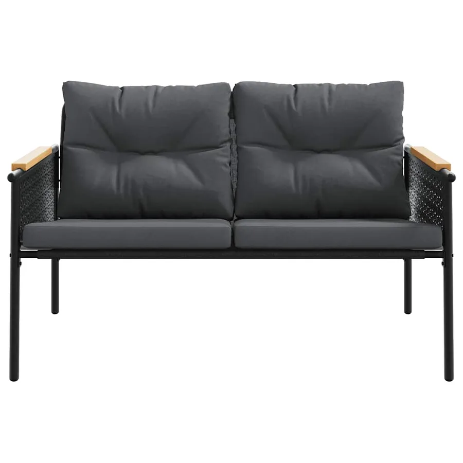Ensemble de meubles de balcon avec coussins 5 pcs noir acier - 4