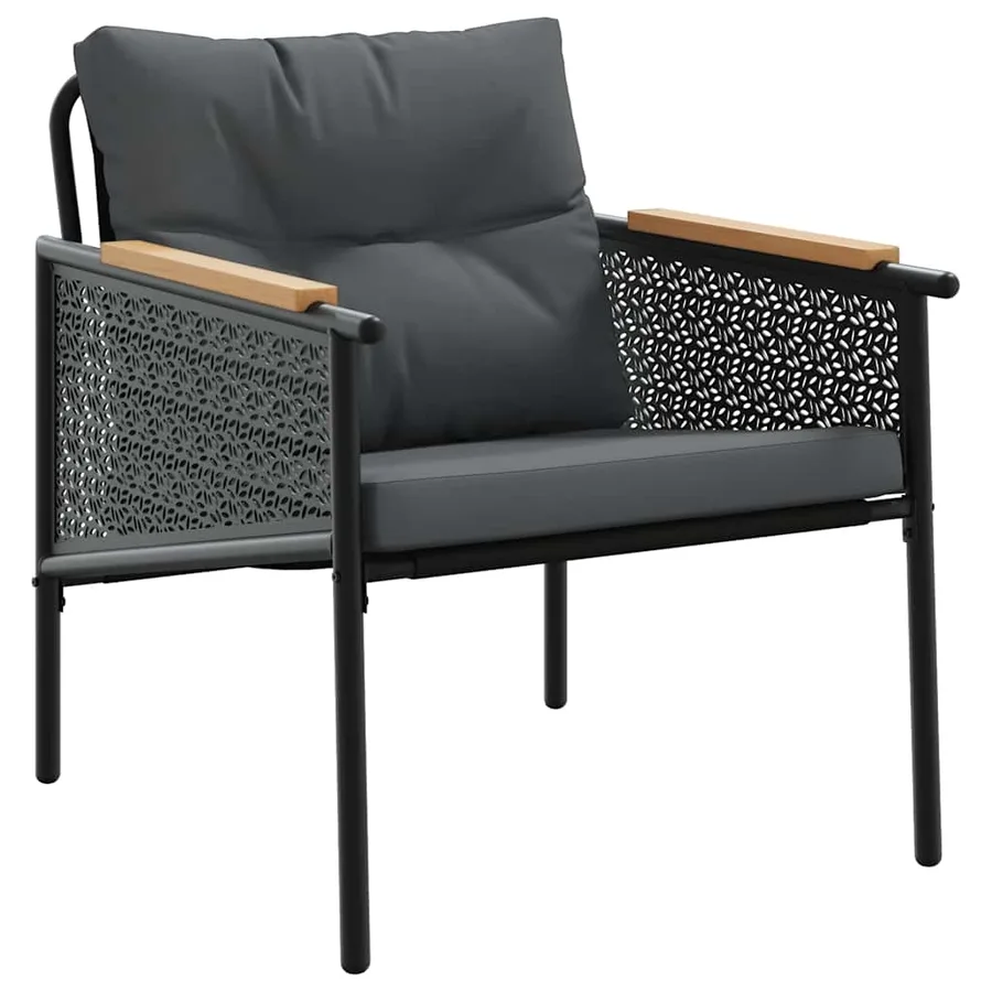 Ensemble de meubles de balcon avec coussins 5 pcs noir acier - 5