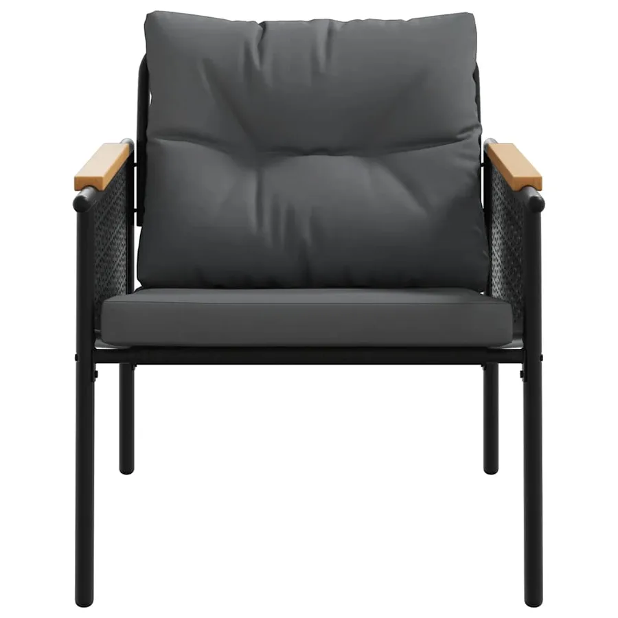 Ensemble de meubles de balcon avec coussins 5 pcs noir acier - 6