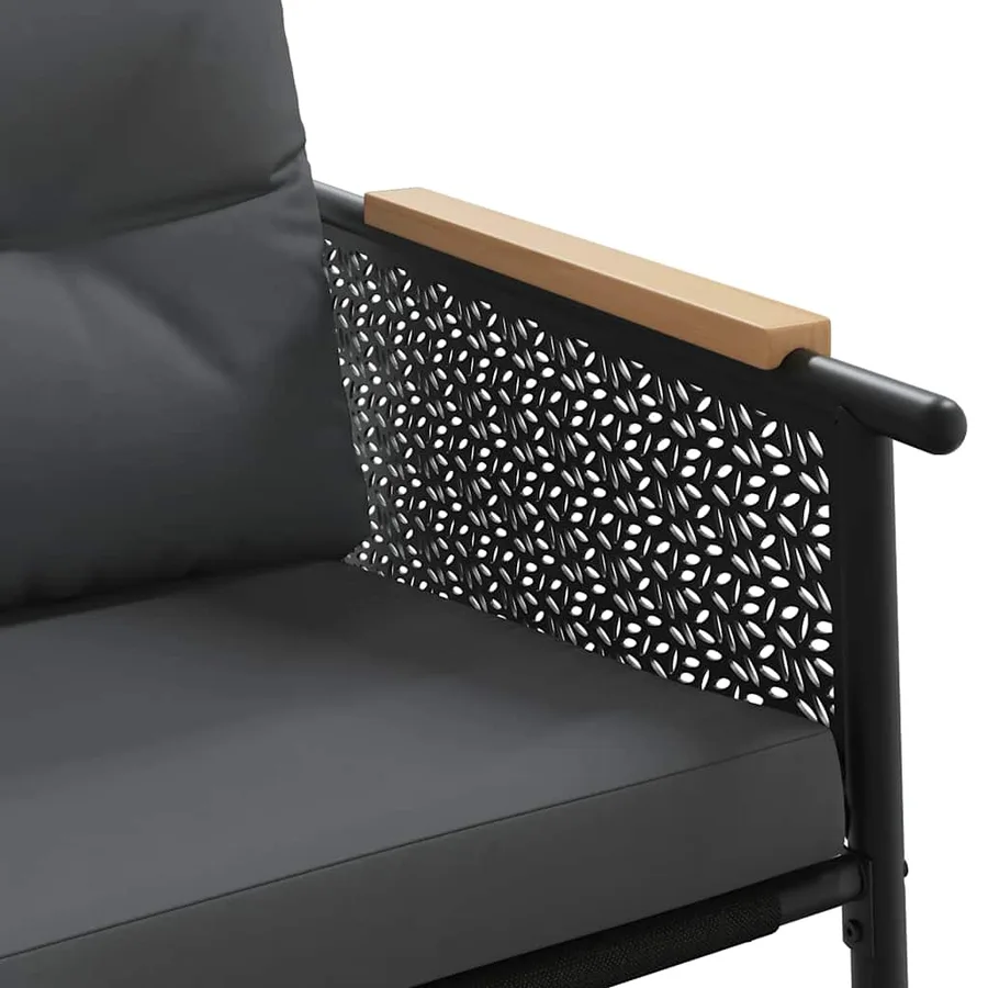 Ensemble de meubles de balcon avec coussins 5 pcs noir acier - 9
