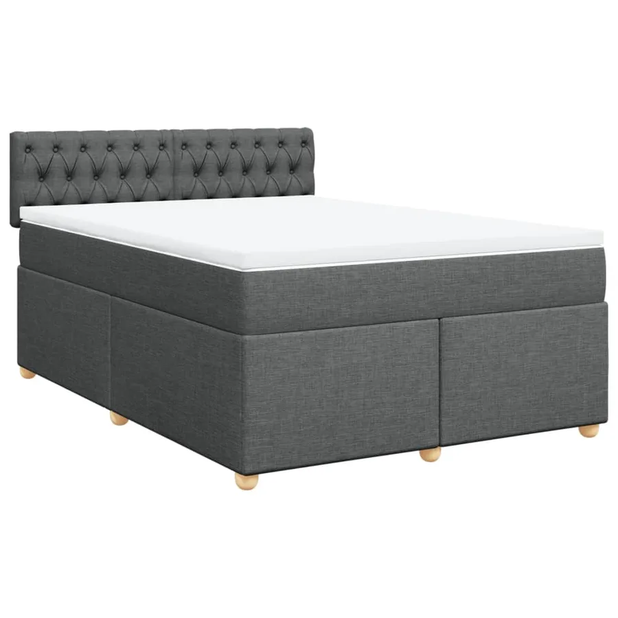 Sommier à lattes de lit avec matelas Gris foncé 140x200cm Tissu - 2