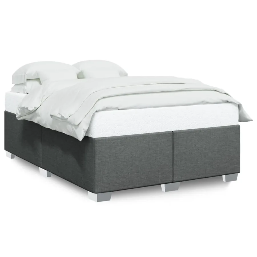 Cadre de lit sans matelas gris foncé 160x200 cm tissu - 2