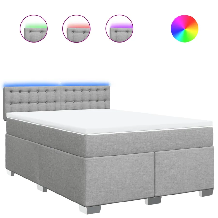 Sommier à lattes de lit avec matelas Gris clair 160x200cm Tissu - 2