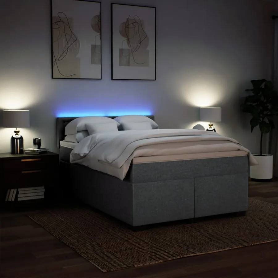 Sommier à lattes de lit avec matelas Gris clair 160x200cm Tissu - 5