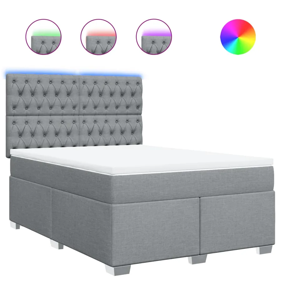Sommier à lattes de lit avec matelas Gris clair 160x200cm Tissu - 2