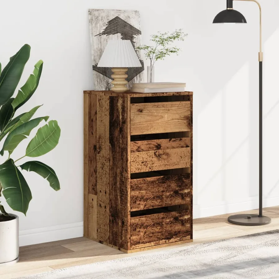 Commode d'angle vieux bois 40x41x76 cm bois d'ingénierie - 3