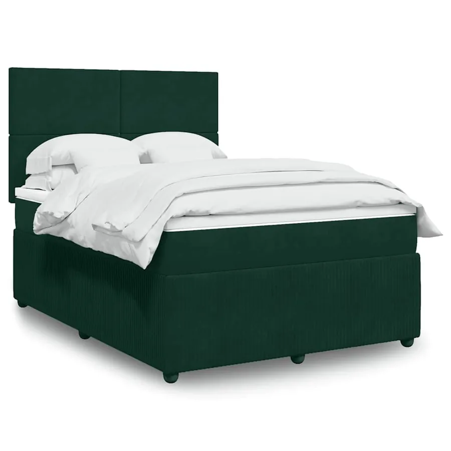 Sommier à lattes de lit et matelas Vert foncé 160x200cm Velours