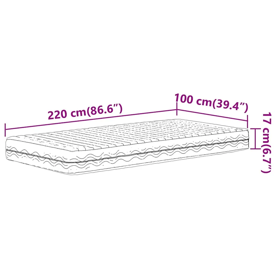 Matelas en mousse blanc 100x220 cm dureté H2 H3 - 9