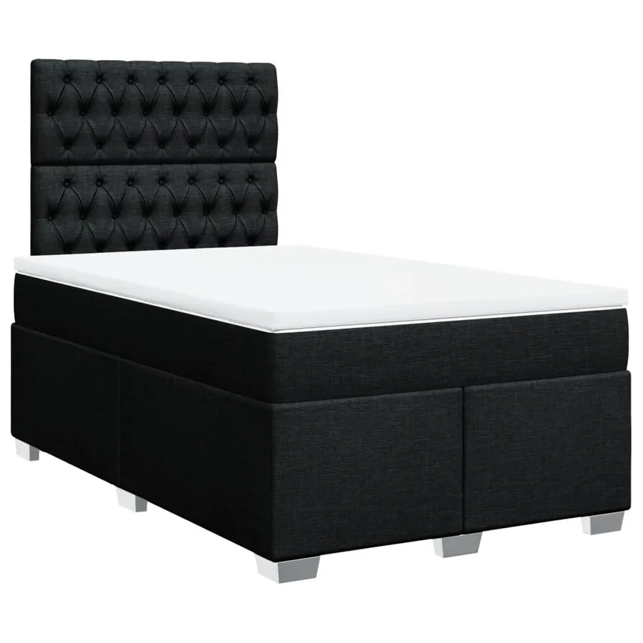 Sommier à lattes de lit avec matelas noir 120x190 cm tissu - 2