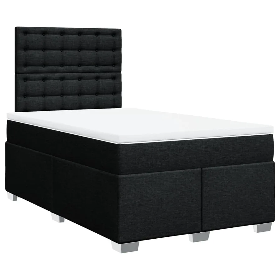 Sommier à lattes de lit avec matelas noir 120x190 cm tissu - 2