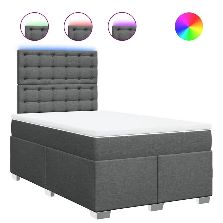 Sommier à lattes de lit avec matelas gris foncé 120x190cm tissu - 2