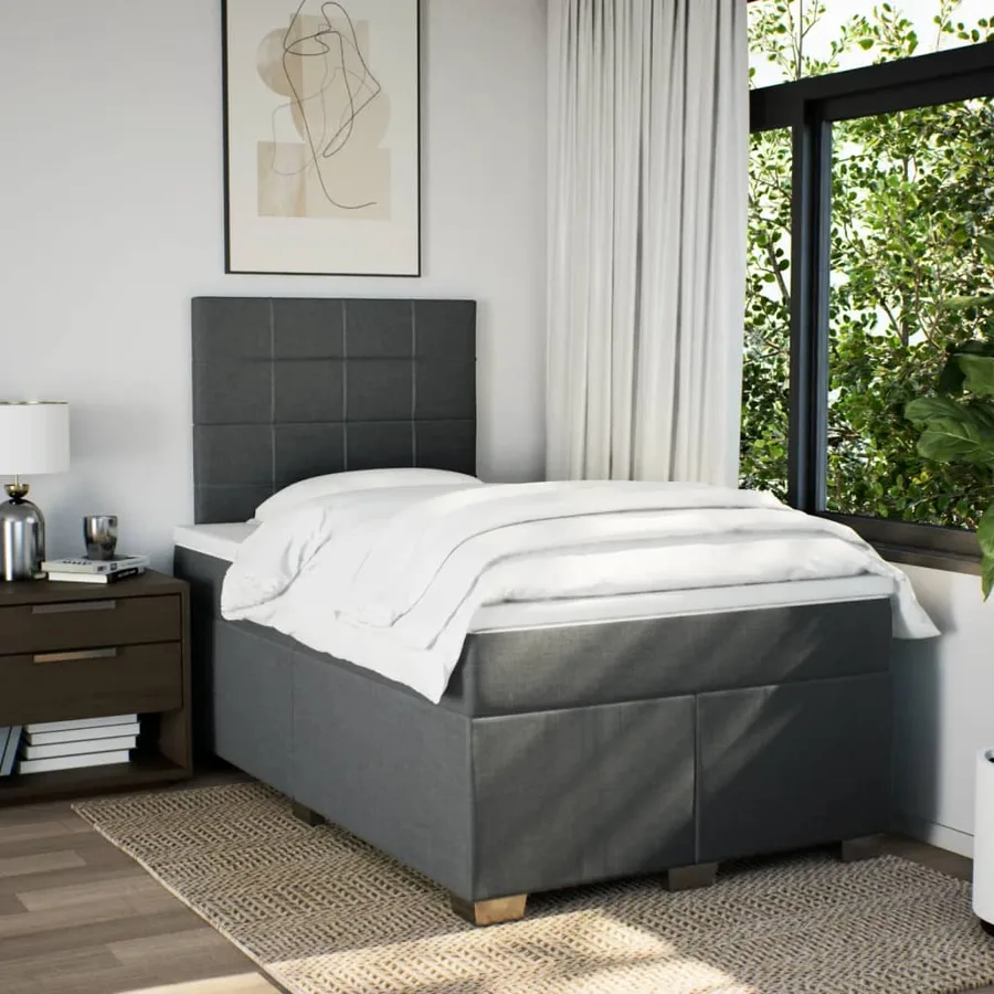 Sommier à lattes de lit avec matelas gris foncé 120x190cm tissu - 4