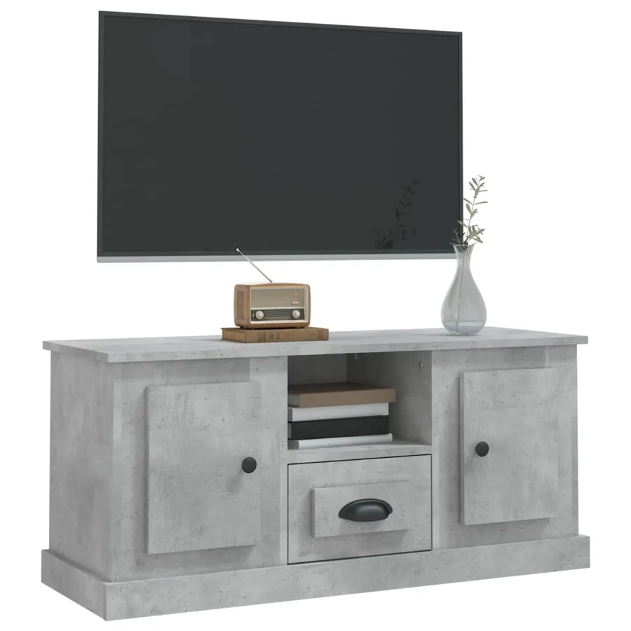 Meuble TV gris béton 100x35,5x45 cm bois d'ingénierie - 4
