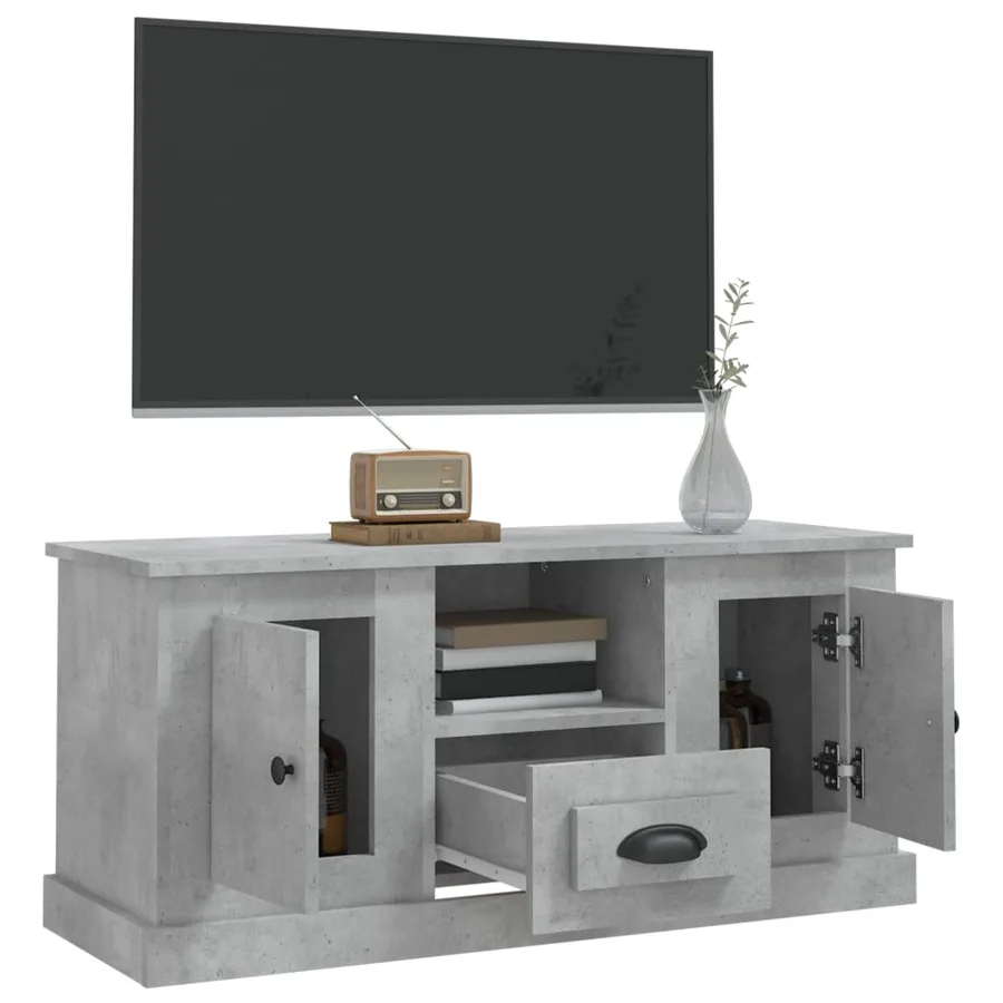 Meuble TV gris béton 100x35,5x45 cm bois d'ingénierie - 5