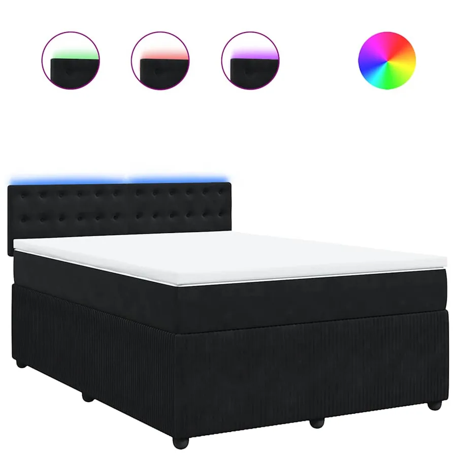 Sommier à lattes de lit avec matelas Noir 140x190 cm Velours - 2